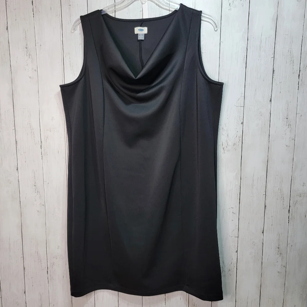 Old Navy Women's Black Scuba Knit Sleeveless Dress Size 2X Draped Neckline. - Picture 1 of 5